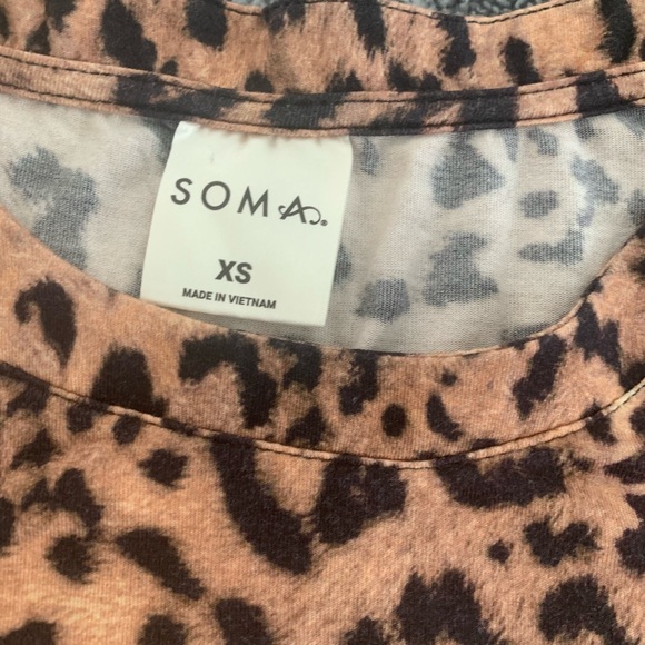 Soma Leopard 2pc Top & Pant Pajama Set XS - Picture 6 of 11